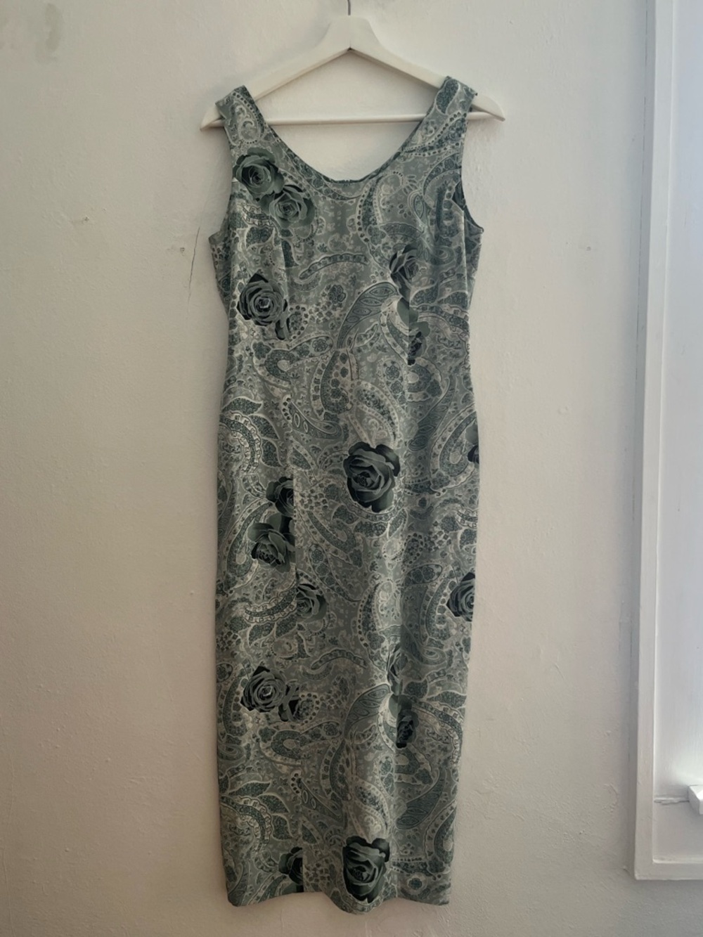 Vtg Spenser Jeremy Petites Women’s Green Floral Silk Maxi Sleeveless Dress Sz 4